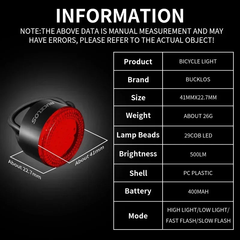 Rechargeable Bike Light Set COB LED Front and Rear Bicycle Lights for Mountain and Road Cycling