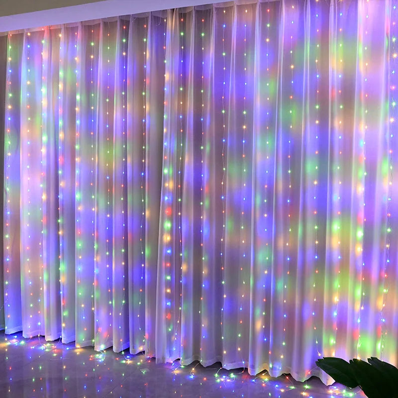 LED Fairy String Curtain Lights with 8 Remote Control Modes USB Powered for Christmas and Home Decor