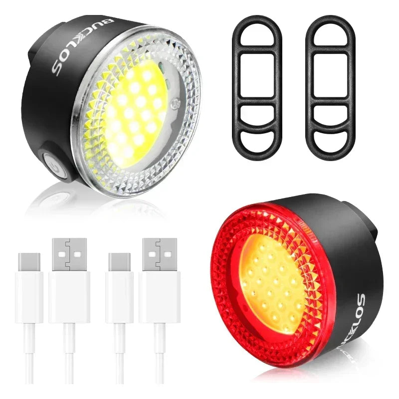 Rechargeable Bike Light Set COB LED Front and Rear Bicycle Lights for Mountain and Road Cycling