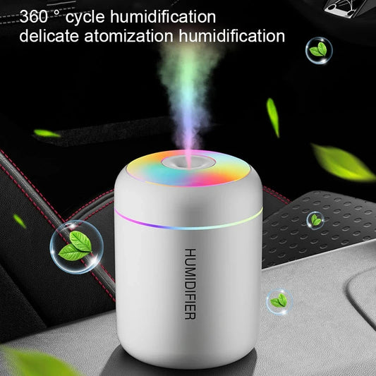USB Mini Air Humidifier with Aroma Diffuser Cool Mist and LED Light for Bedroom and Desktop