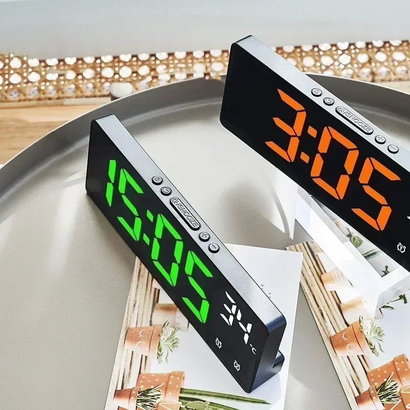 LED Desk Clock with Temperature Display Dual Alarm Snooze and Night Mode for Bedroom and Office