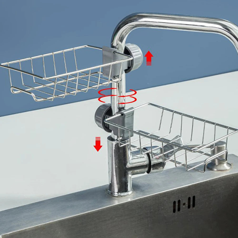 Kitchen Sink Drain Rack Sponge Holder and Soap Drainer Organizer for Faucet and Counter Storage