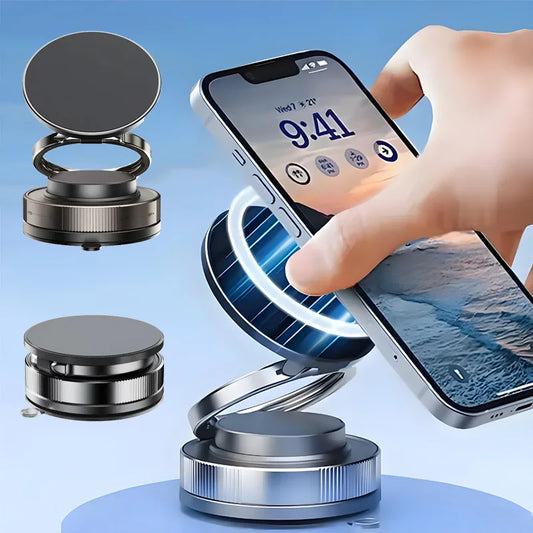 Magnetic Car Phone Mount 360 Degree Rotatable Suction Cup Dashboard Holder for All Smartphones