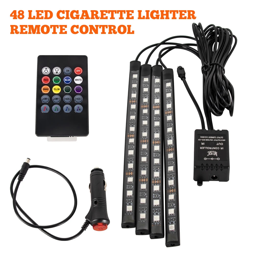 RGB Car Interior LED Ambient Lights with USB App and Remote Control for Foot Well Atmosphere