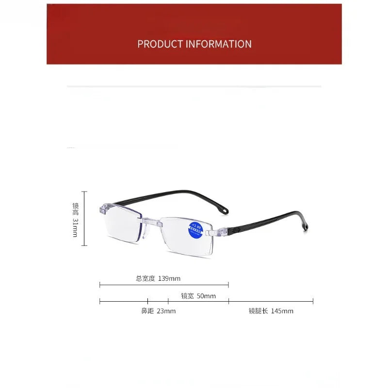 Blue Light Blocking Reading Glasses for Men and Women Retro Square Frame HD Lens Ultralight