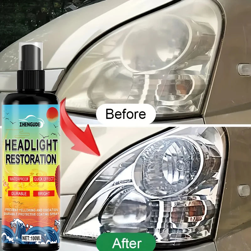 Headlight Restoration Kit with Protective Coating Spray to Remove Yellowing and Oxidation