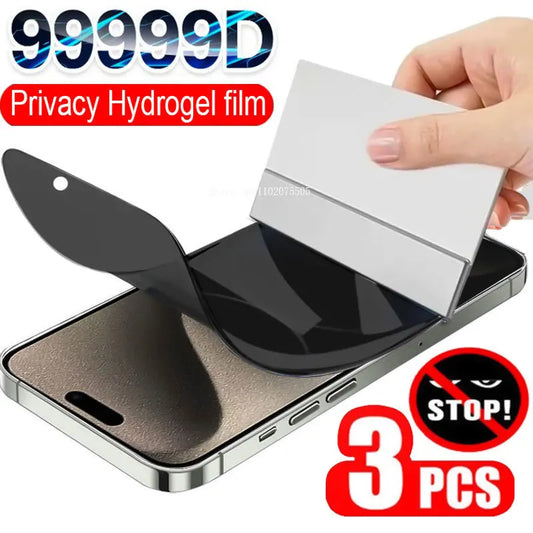 3 Pack Privacy Screen Protector for iPhone 15 14 13 12 11 Pro Max Anti Spy Hydrogel Film