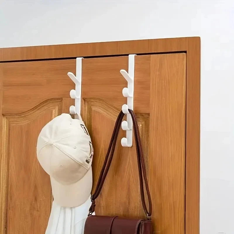 Over Door Clothes Hanger Rack with 5 Hooks for Bags Hats Jackets and Bedroom Organization