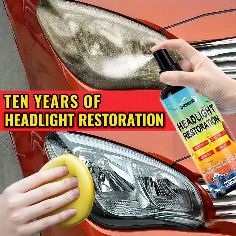 Headlight Restoration Kit with Protective Coating Spray to Remove Yellowing and Oxidation