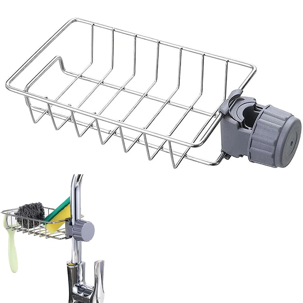 Kitchen Sink Drain Rack Sponge Holder and Soap Drainer Organizer for Faucet and Counter Storage