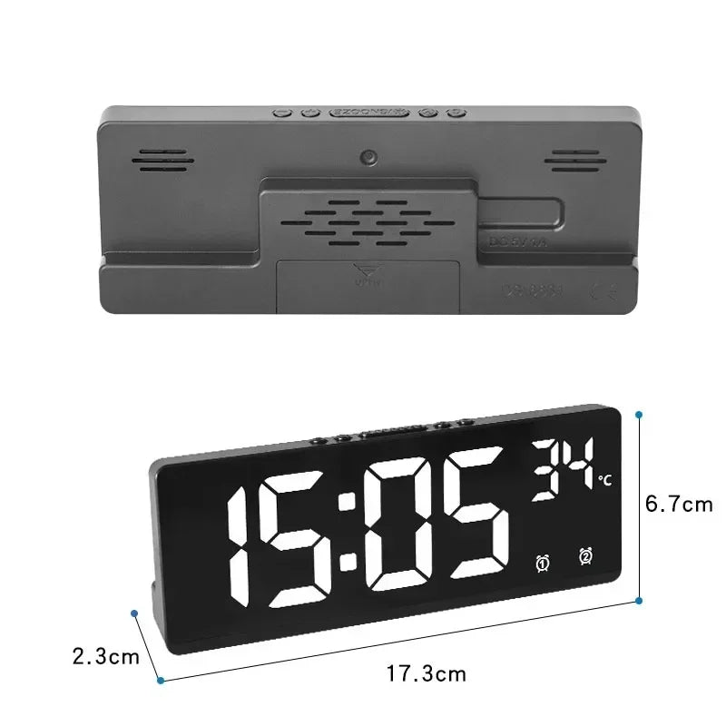 LED Desk Clock with Temperature Display Dual Alarm Snooze and Night Mode for Bedroom and Office