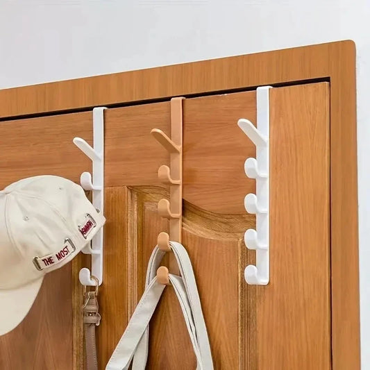 Over Door Clothes Hanger Rack with 5 Hooks for Bags Hats Jackets and Bedroom Organization