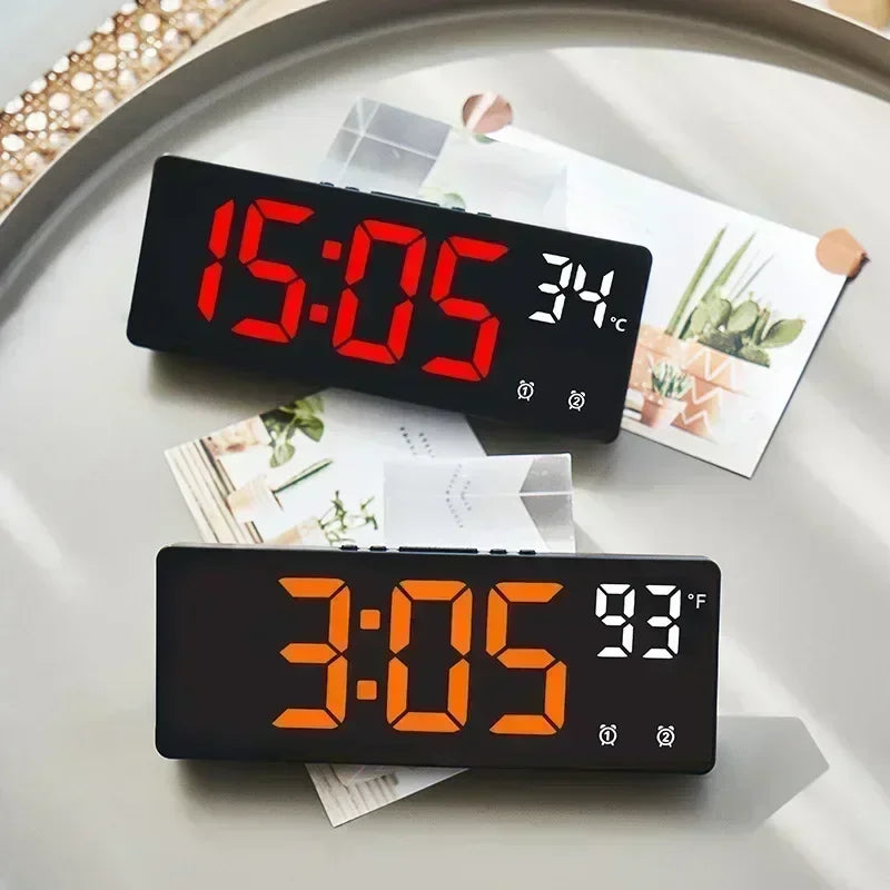 LED Desk Clock with Temperature Display Dual Alarm Snooze and Night Mode for Bedroom and Office
