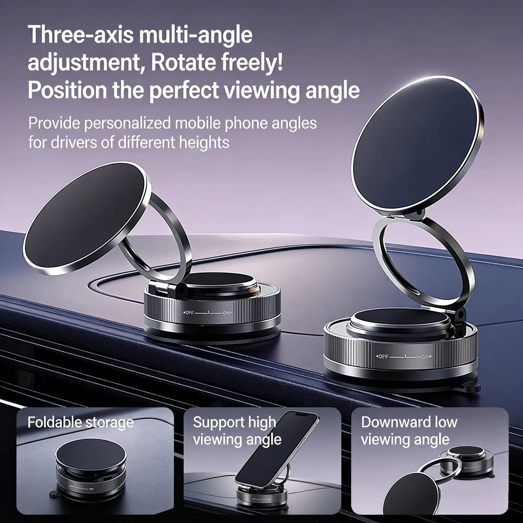 Magnetic Car Phone Mount 360 Degree Rotatable Suction Cup Dashboard Holder for All Smartphones