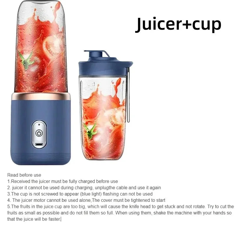 Portable USB Blender 400ml Electric Travel Juicer Cup for Smoothies Shakes and Fresh Juice