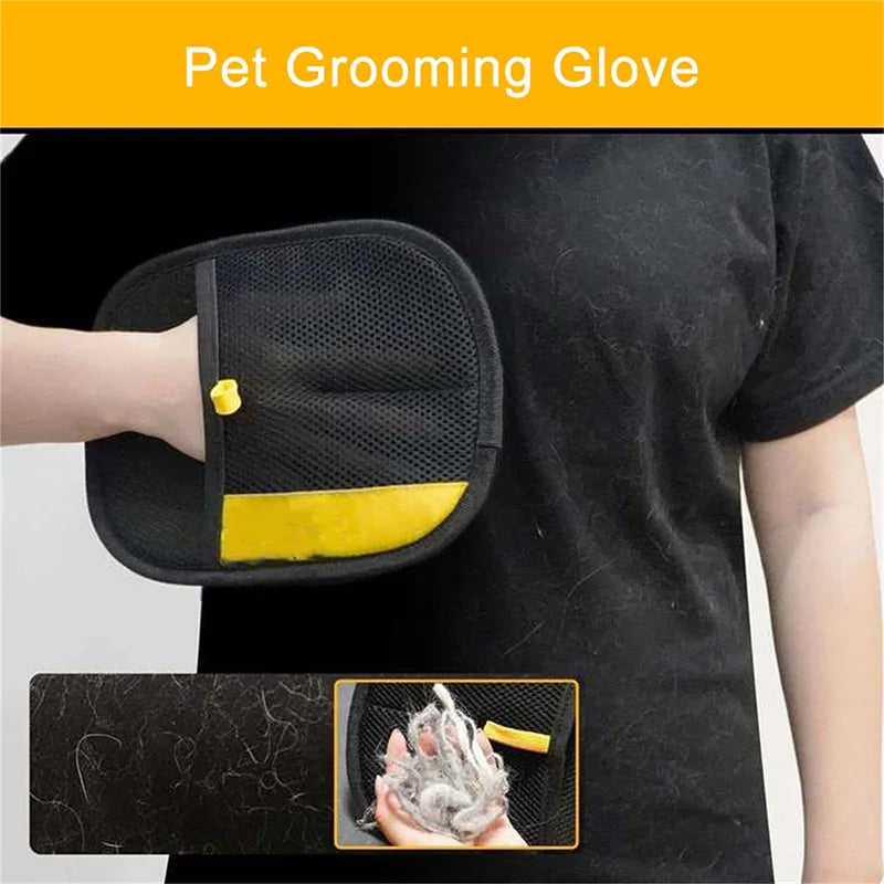 Pet Hair Removal Glove Double Sided Grooming Mitt for Dogs and Cats Furniture and Clothes