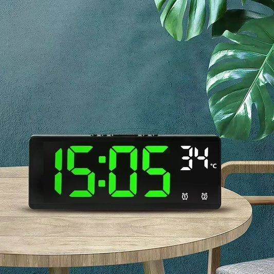 LED Desk Clock with Temperature Display Dual Alarm Snooze and Night Mode for Bedroom and Office