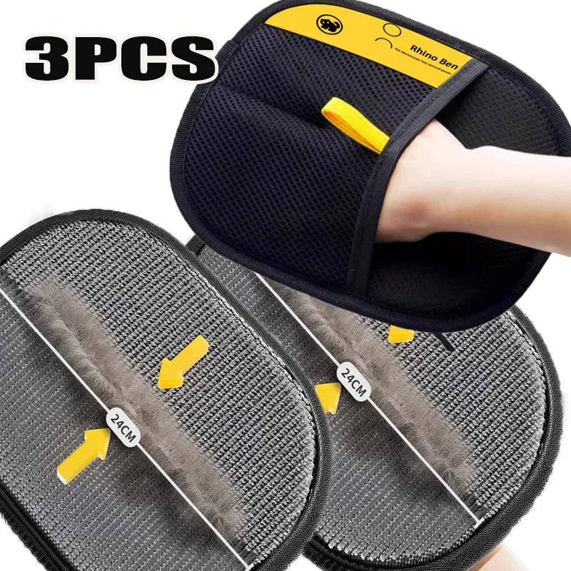 Pet Hair Removal Glove Double Sided Grooming Mitt for Dogs and Cats Furniture and Clothes
