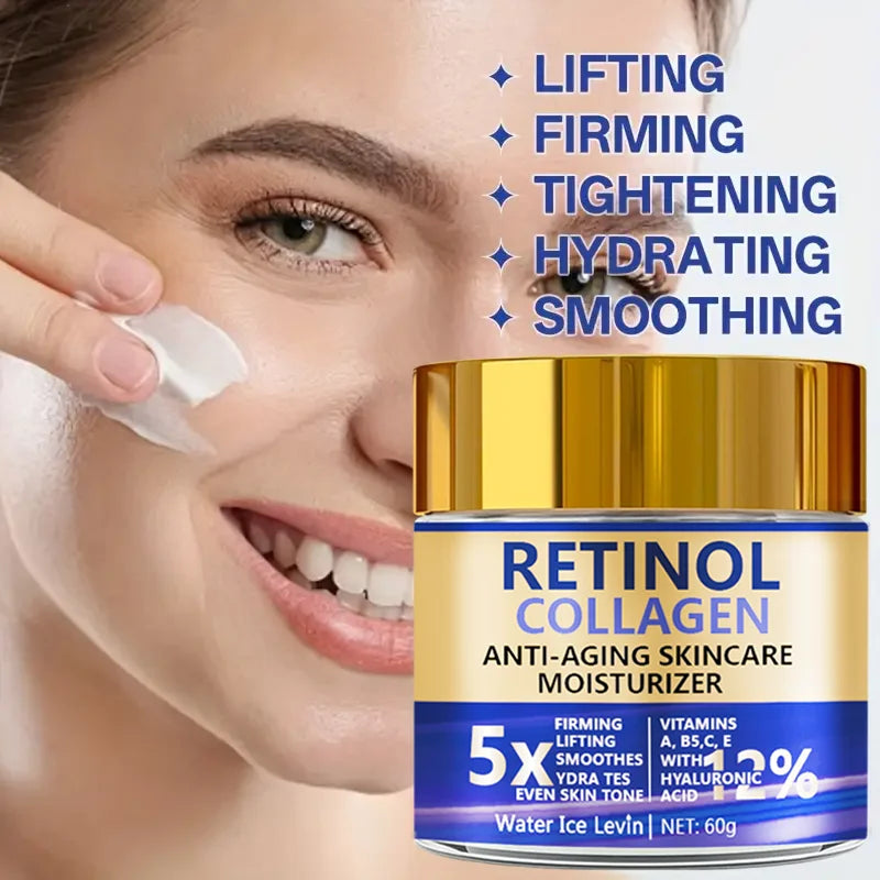 Retinol and Collagen Anti Aging Face Cream with Hyaluronic Acid for Firming and Moisturizing