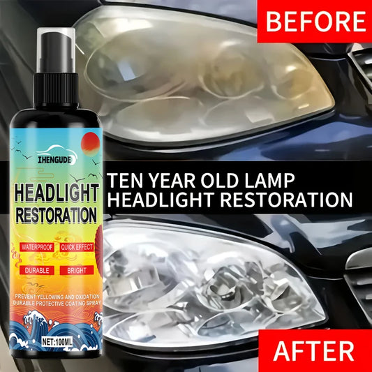 Headlight Restoration Kit with Protective Coating Spray to Remove Yellowing and Oxidation