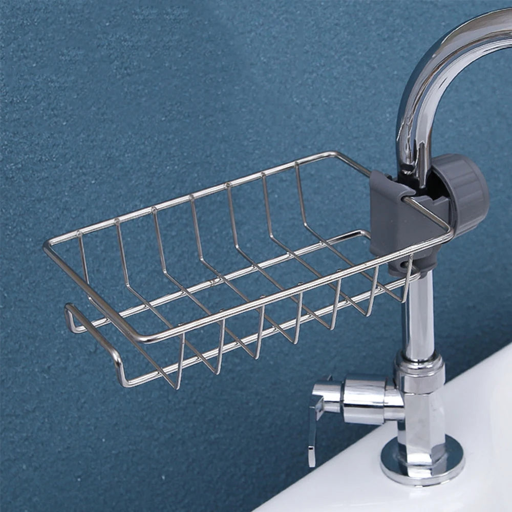 Kitchen Sink Drain Rack Sponge Holder and Soap Drainer Organizer for Faucet and Counter Storage