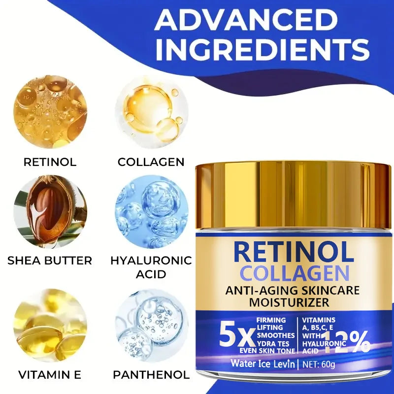 Retinol and Collagen Anti Aging Face Cream with Hyaluronic Acid for Firming and Moisturizing