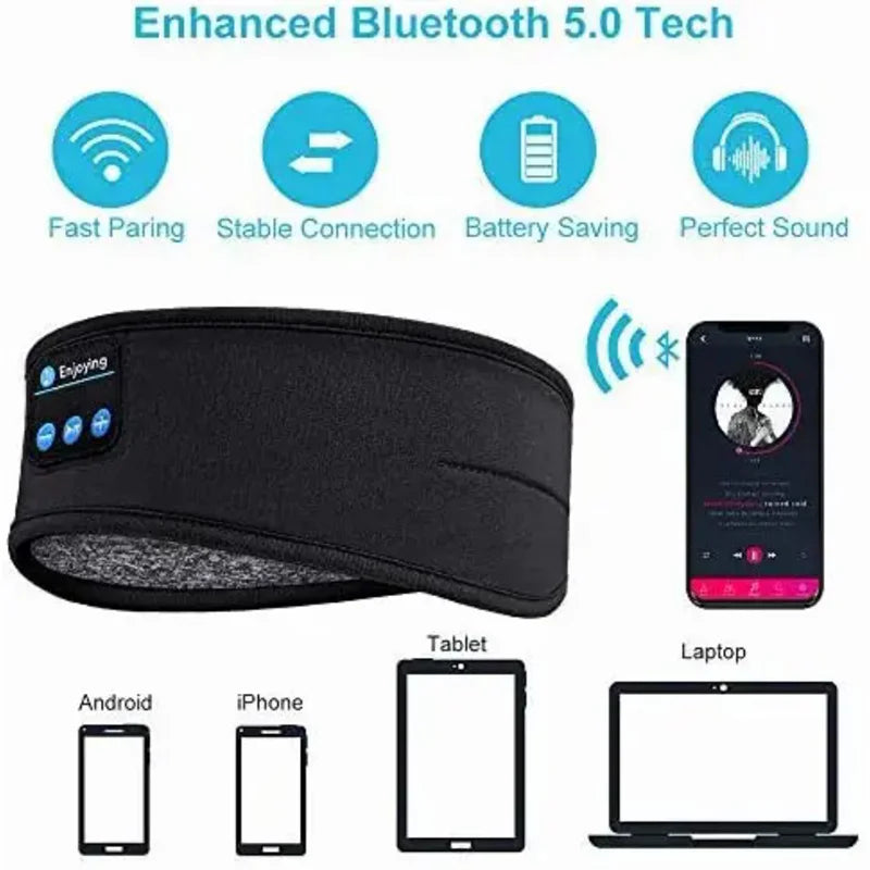 Bluetooth Sleep Mask Headphones Wireless Soft Headband Eye Mask for Side Sleepers and Travel