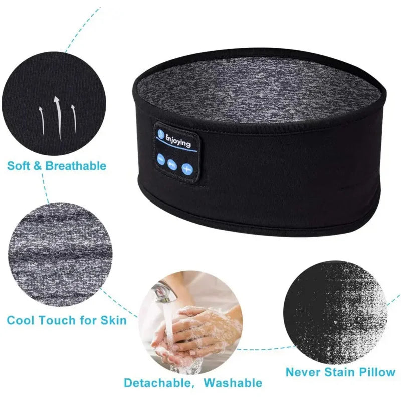 Bluetooth Sleep Mask Headphones Wireless Soft Headband Eye Mask for Side Sleepers and Travel
