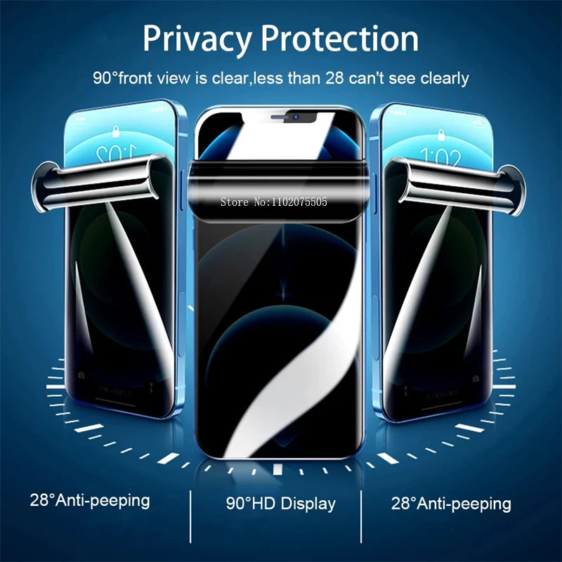 3 Pack Privacy Screen Protector for iPhone 15 14 13 12 11 Pro Max Anti Spy Hydrogel Film