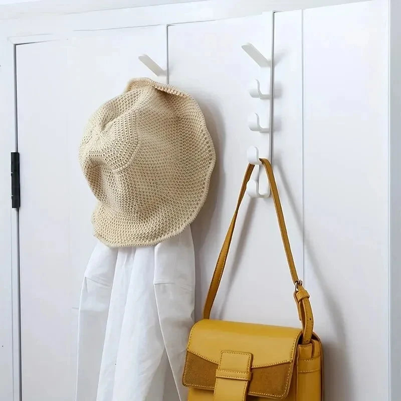 Over Door Clothes Hanger Rack with 5 Hooks for Bags Hats Jackets and Bedroom Organization