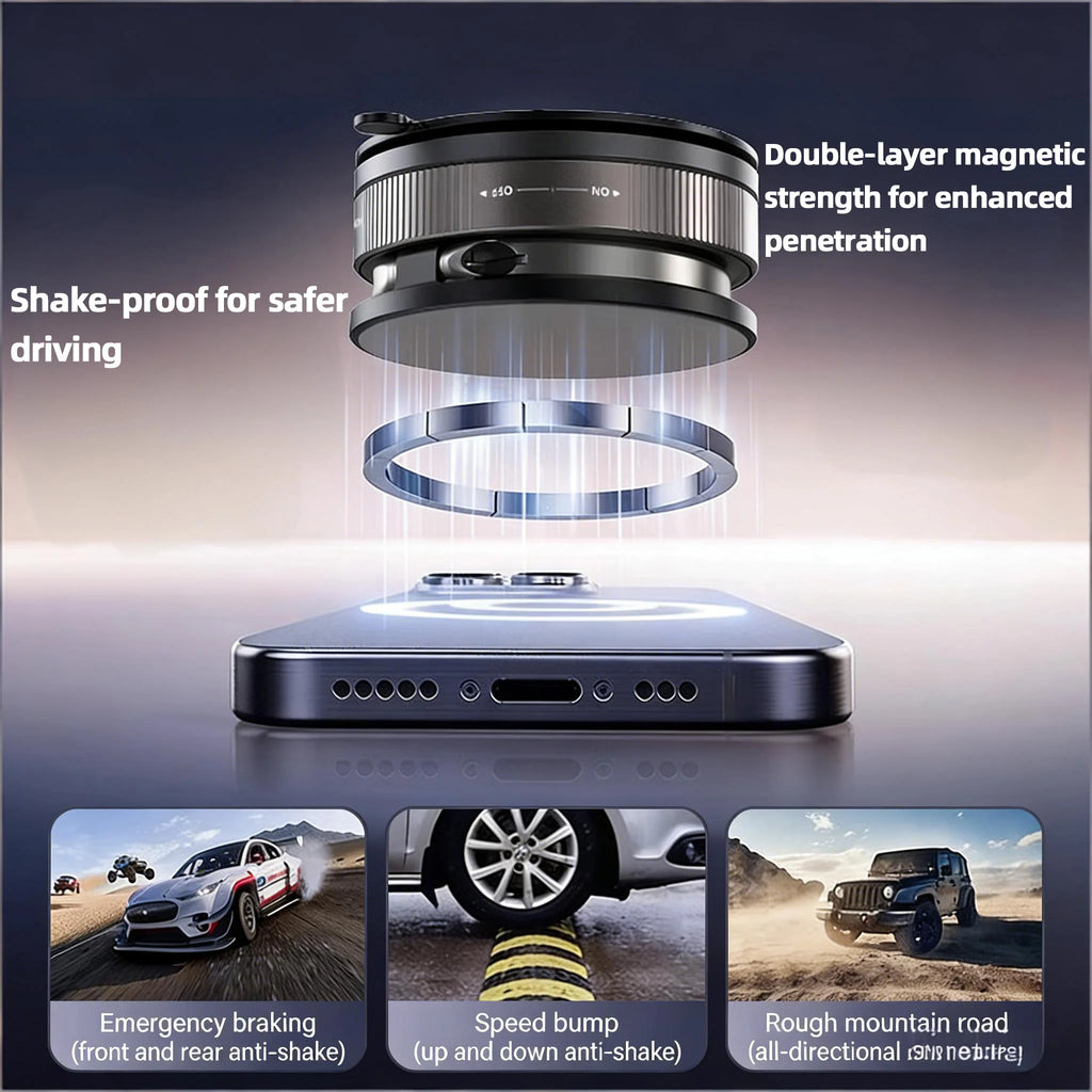 Magnetic Car Phone Mount 360 Degree Rotatable Suction Cup Dashboard Holder for All Smartphones