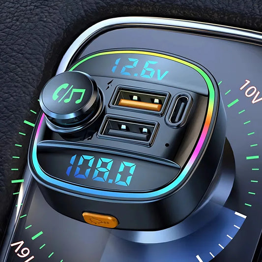 Bluetooth 5.0 FM Transmitter for Car with 22.5W Fast Charging Handsfree Calling and MP3 Player