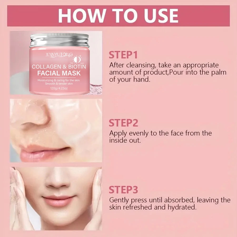 Collagen Peel Off Face Mask with Biotin and Kojic Acid for Deep Hydration and Skin Brightening