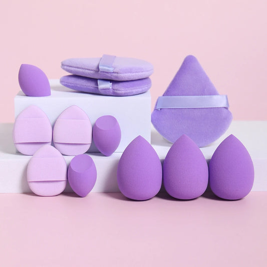 12 Piece Makeup Sponge Set with Beauty Blender Eggs Powder Puffs and Air Cushion Applicators