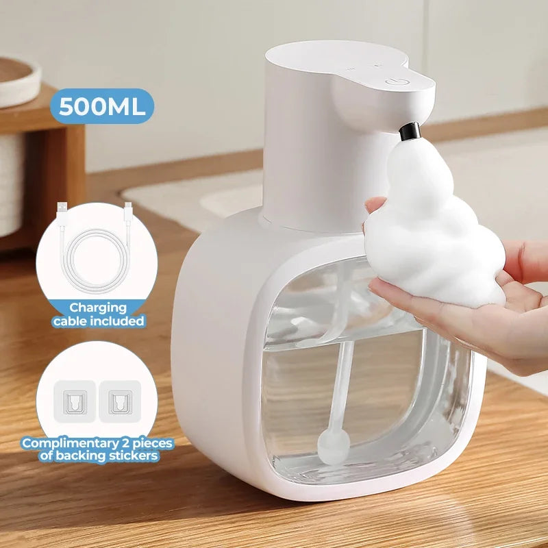 Automatic Soap Dispenser Wall Mounted 500ml Touchless Foam Dispenser with USB Charging for Bathroom