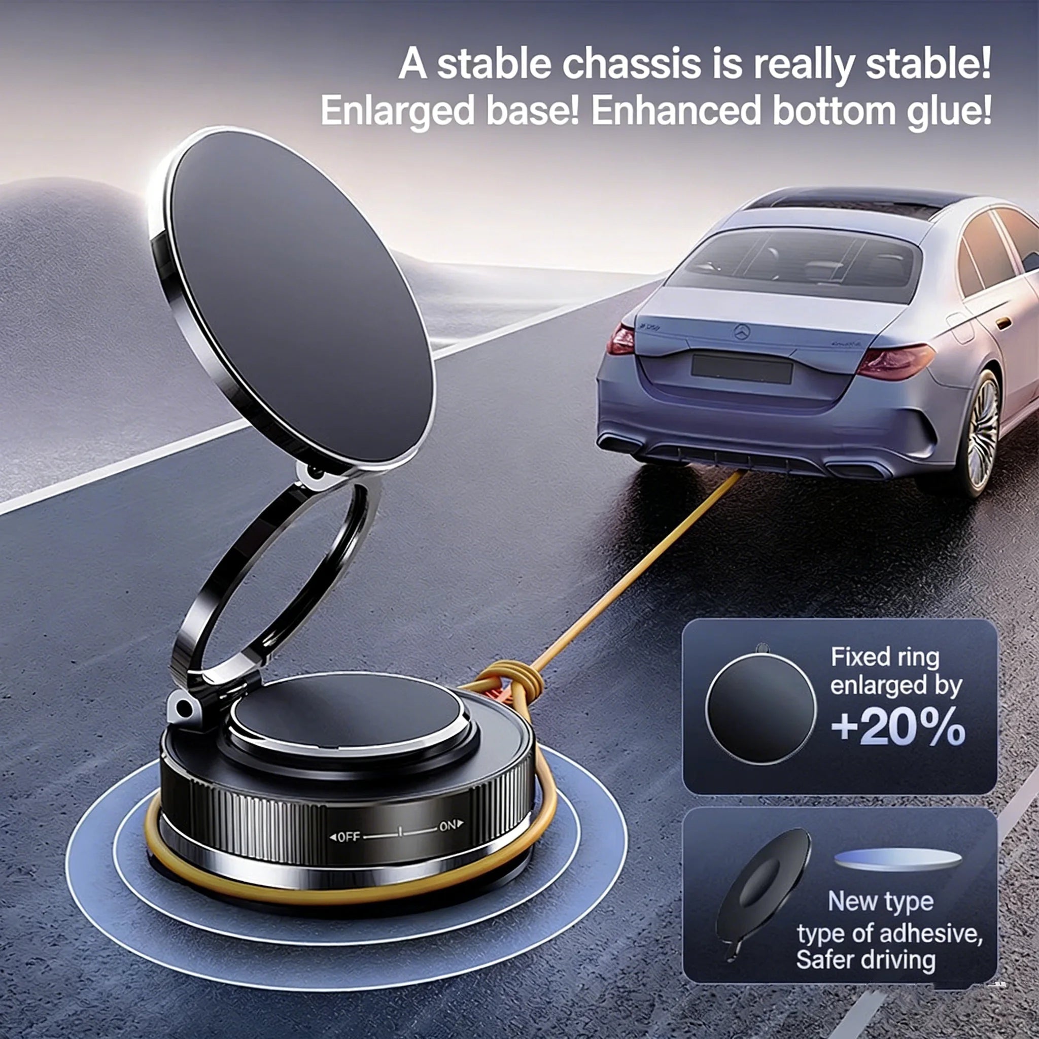 Magnetic Car Phone Mount 360 Degree Rotatable Suction Cup Dashboard Holder for All Smartphones