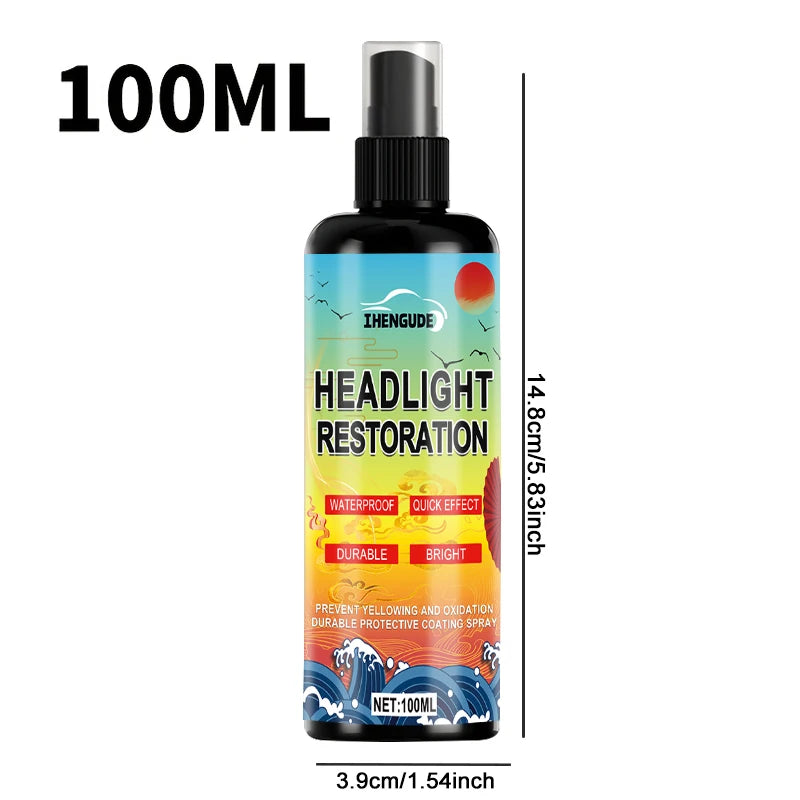 Headlight Restoration Kit with Protective Coating Spray to Remove Yellowing and Oxidation