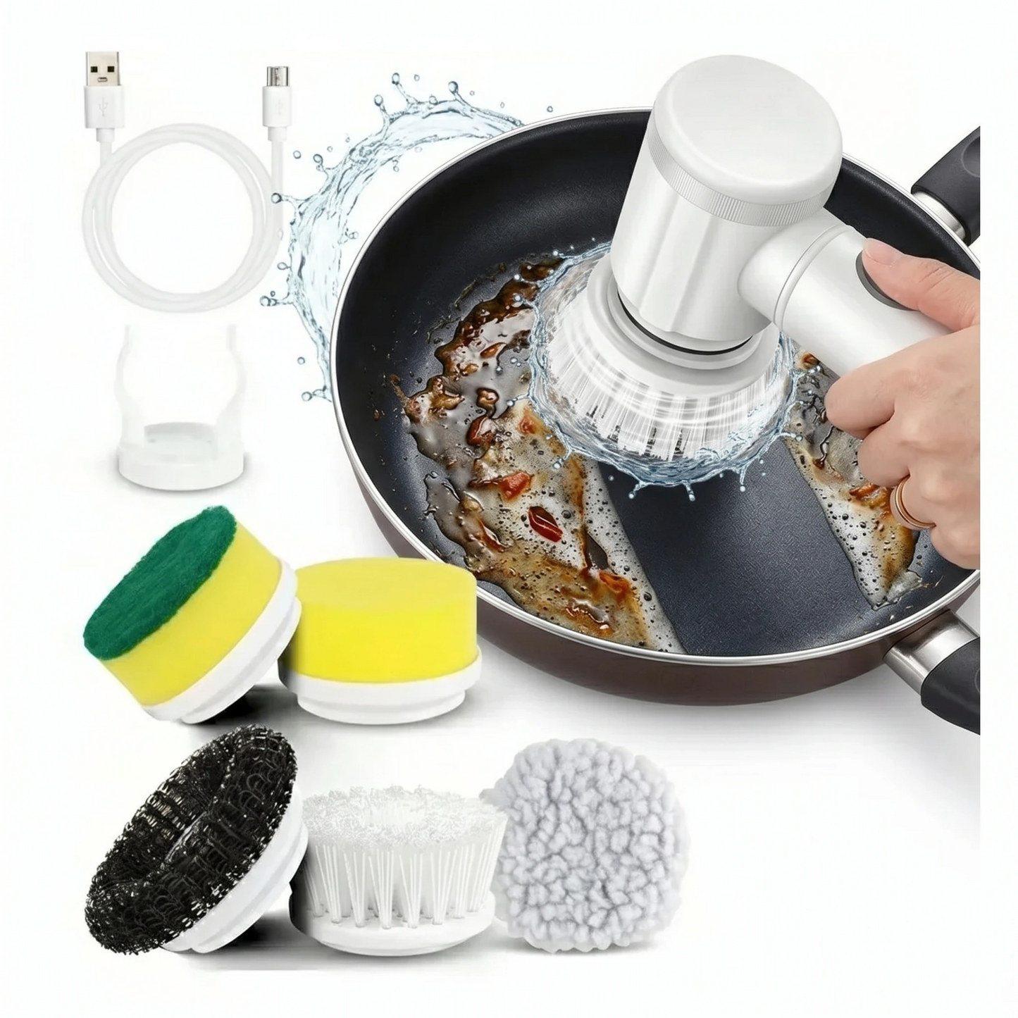 Cordless Electric Spin Scrubber with Rotating Brush Head for Bathroom Tiles Grout and Kitchen
