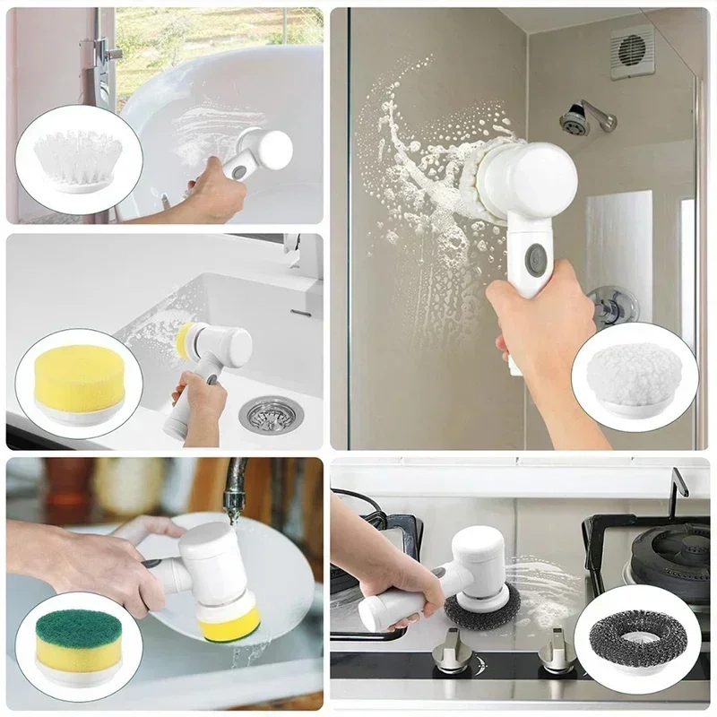 Cordless Electric Spin Scrubber with Rotating Brush Head for Bathroom Tiles Grout and Kitchen